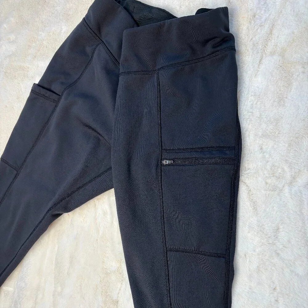L.L. Bean Women's Black PrimaLoft Therma Stretch Fleece Pocket Tights/Leggings - Picture 8 of 15